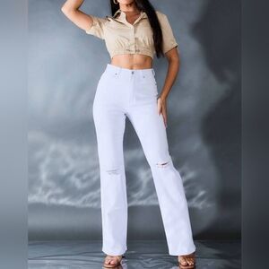 #566 🛑55 (1,5,7,9,11,15) BOHO, CHIC, SEXY BIBI STRAIGHT WHITE DENIM JEANS